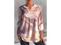 3/4 Sleeve Split Neck Printed Peach Pink Blouse