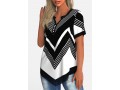 Asymmetric Hem Chiffon Panel Geometric Print Blouse