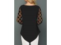 Asymmetric Hem Lace Panel Button Detail Blouse