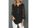 Asymmetric Hem Lace Panel Button Detail Blouse