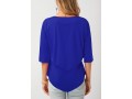 Asymmetric Hem Royal Blue Chiffon Blouse