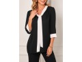 Black Contrast Tie Neck 3/4 Sleeve Blouse