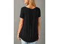 Button Detail Short Sleeve Black Blouse