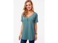 Button Detail V Neck Short Sleeve Blouse