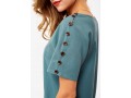 Button Detail V Neck Short Sleeve Blouse