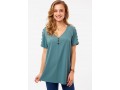 Button Detail V Neck Short Sleeve Blouse