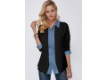 Button Up Denim Panel Turndown Collar Shirt