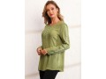 Crinkle Chest Lace Stitching Long Sleeve Blouse