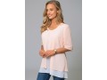 Decorative Button Round Neck Layered Blouse