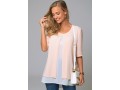 Decorative Button Round Neck Layered Blouse