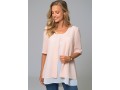 Decorative Button Round Neck Layered Blouse