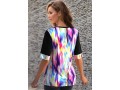 Decorative Button Tie Dye Split Neck Blouse