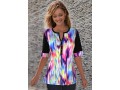 Decorative Button Tie Dye Split Neck Blouse