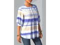 Decorative Button Tie Dye Three Quarters Sleeve Blouse