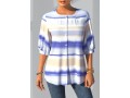 Decorative Button Tie Dye Three Quarters Sleeve Blouse