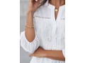 Embroidered Hollow Out Split Neck White Blouse