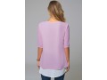 Faux Two Piece Round Neck Decorative Button Blouse