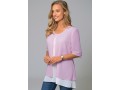 Faux Two Piece Round Neck Decorative Button Blouse