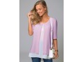 Faux Two Piece Round Neck Decorative Button Blouse