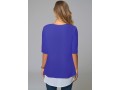 Faux Two Piece Round Neck Decorative Button Blouse