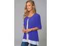 Faux Two Piece Round Neck Decorative Button Blouse