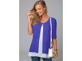 Faux Two Piece Round Neck Decorative Button Blouse