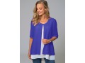 Faux Two Piece Round Neck Decorative Button Blouse