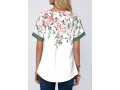 Floral Print Notch Neck Contrast Piping Blouse