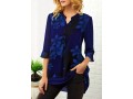 Flower Print Split Neck Button Detail Blouse