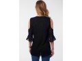 Lace Cold Shoulder V Neck Blouse