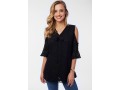 Lace Cold Shoulder V Neck Blouse