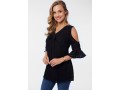 Lace Cold Shoulder V Neck Blouse