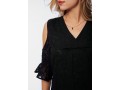 Lace Cold Shoulder V Neck Blouse