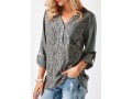 Lace Panel Button Detail Chest Pocket Blouse