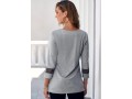 Lace Panel Grey 3/4 Sleeve Tassel Blouse