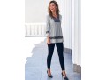 Lace Panel Grey 3/4 Sleeve Tassel Blouse