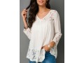 Lace Patchwork Button Up White Blouse