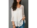 Lace Patchwork Button Up White Blouse