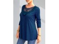 Lace Patchwork Solid Crinkle Chest Blouse