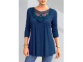 Lace Patchwork Solid Crinkle Chest Blouse