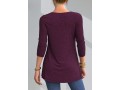 Lace Patchwork Solid Round Neck T Shirt