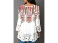 Lace Patchwork Tribal Print White Blouse