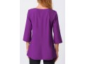 Lace Stitching Crinkle Chest Round Neck Solid Blouse