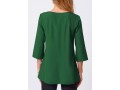 Lace Stitching Crinkle Chest Round Neck Solid Blouse