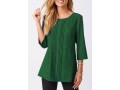 Lace Stitching Crinkle Chest Round Neck Solid Blouse