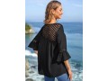 Lace Stitching Flare Sleeve Solid Blouse