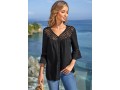 Lace Stitching Flare Sleeve Solid Blouse