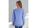 Lace Stitching Long Sleeve Blue Blouse