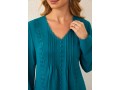 Lace Stitching Peacock Blue Crinkle Chest Blouse