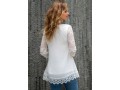 Lace Stitching Round Neck 3/4 Sleeve Blouse